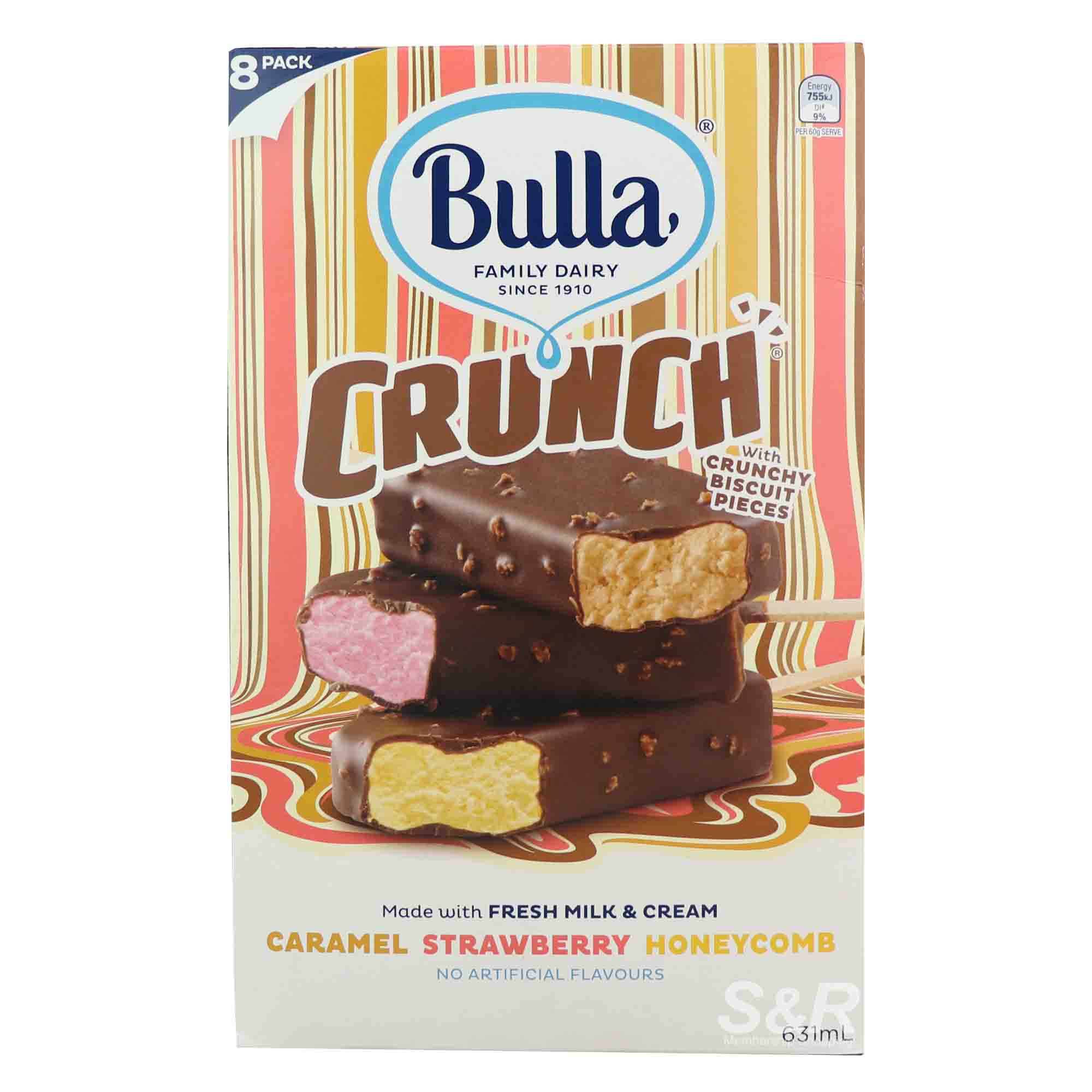Bulla Crunch Caramel Strawberry Honeycomb Ice Cream 8pcs